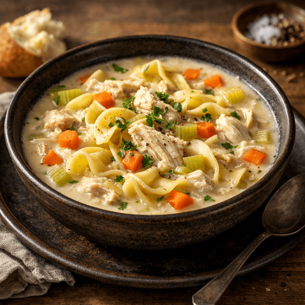 Sopa Cremosa de Pollo y Fideos