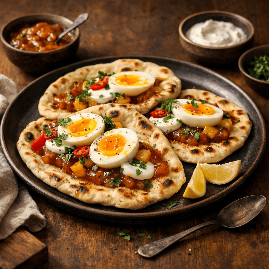 Egg & Mango Chutney Flatbreads