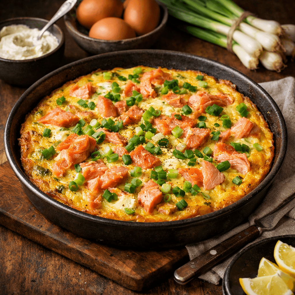 Heißgeräucherte Lachs Frittata