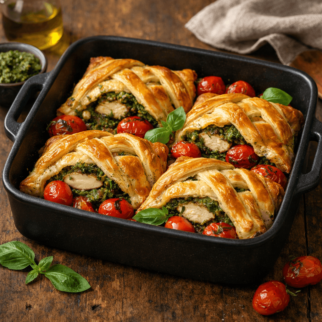 Pollo al Pesto in Pasta Sfoglia