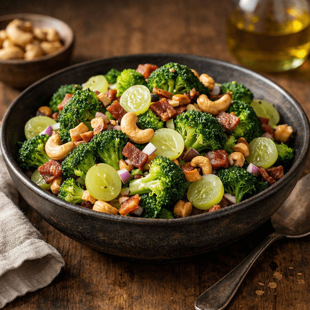 Broccoli Salad with Cashew Nuts & Grapes