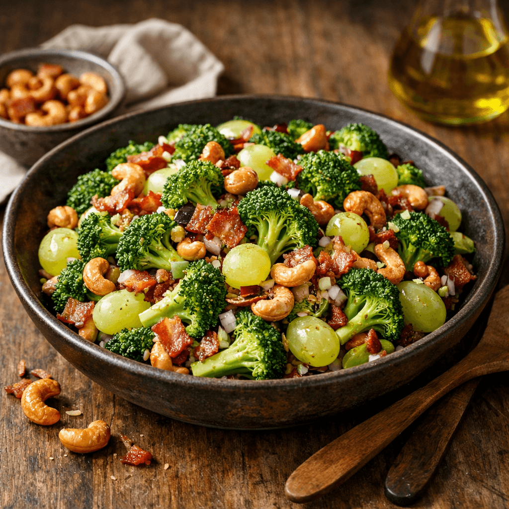 Broccoli Salad with Cashew Nuts & Grapes